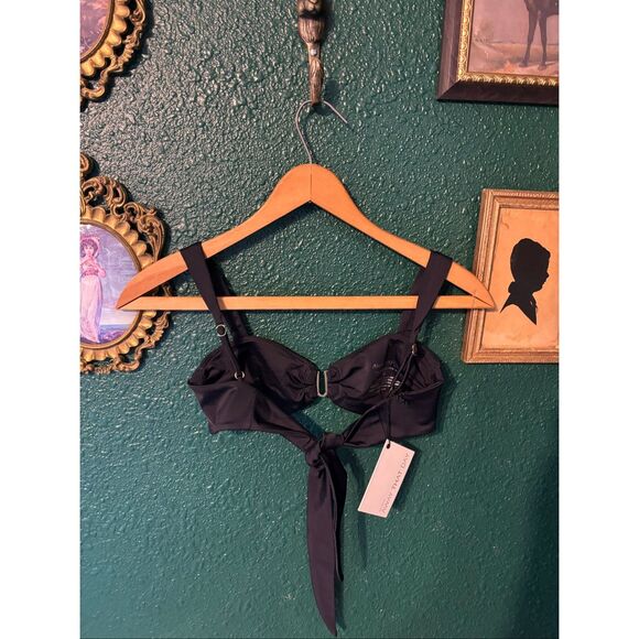 AWAY THAT DAY ANTHROPOLOGIE PALMA BLACK NWT BIKINI TOP SZ XS - Picture 2 of 4